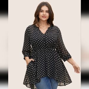 Navy Polka Dot Blouse